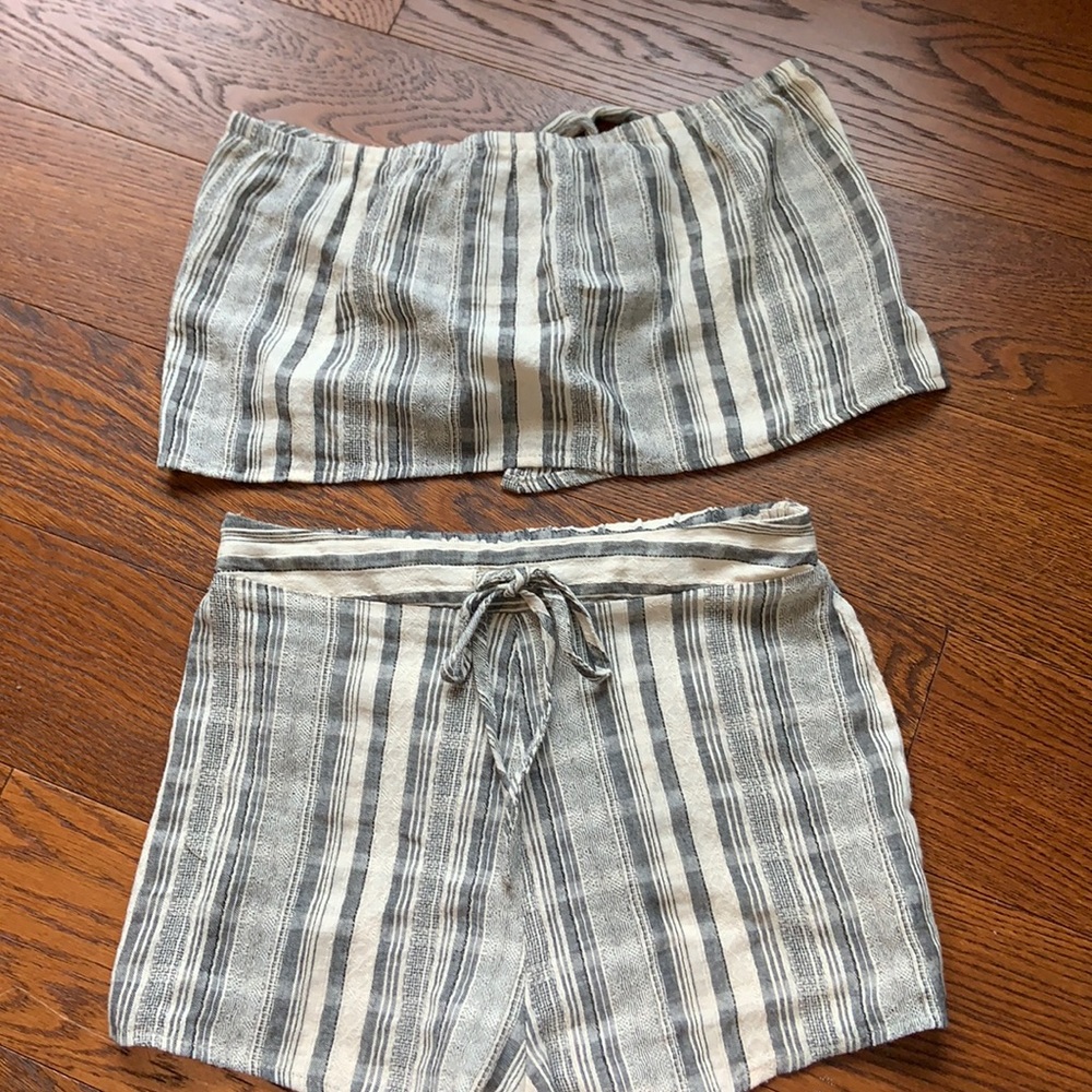 2 piece tube top and shorts set